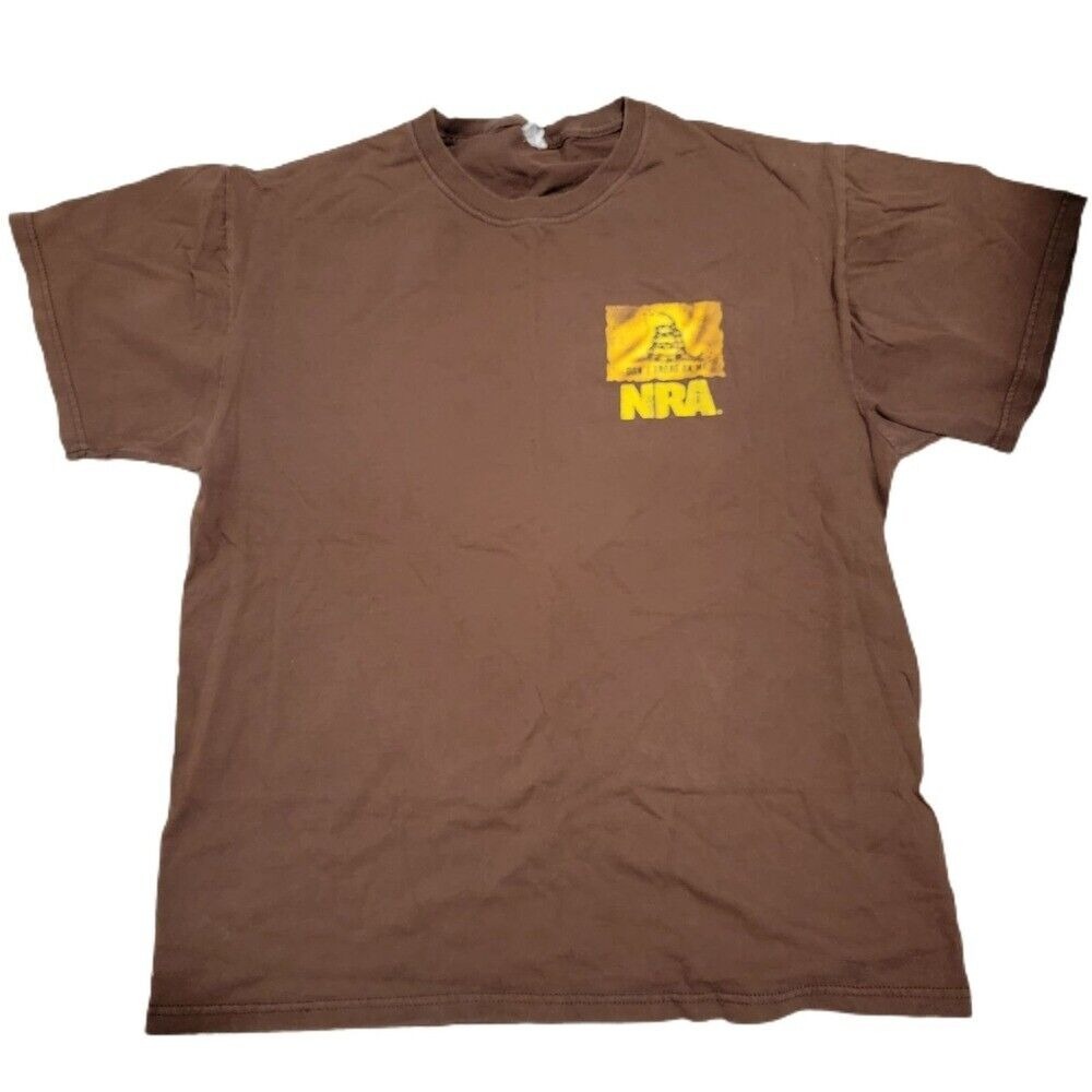 NRA Don''t Tread On Me Jerzees Mens Brown Cotton Graphic Crew Large - Picture 5 of 7